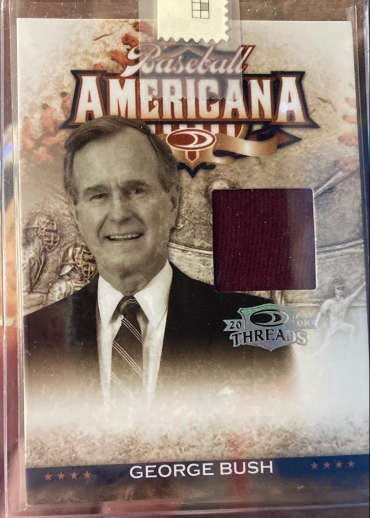 2008 George Bush Donruss Baseball Americana Threads Swatch Card #110/500